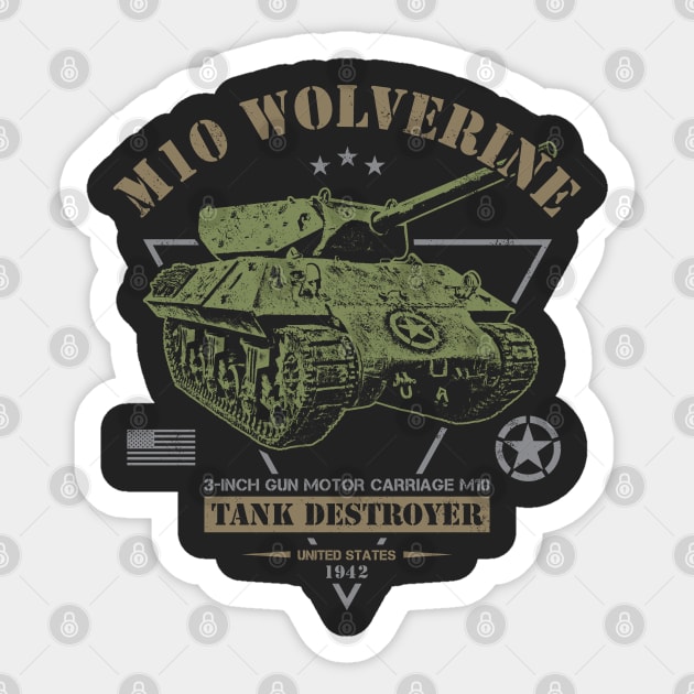 M10 Wolverine Tank Destroyer Sticker by Military Style Designs